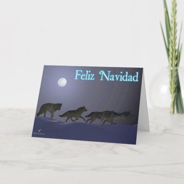 Cartes Pour Fêtes Annuelles Feliz Navidad - Wolfpack (Devant)