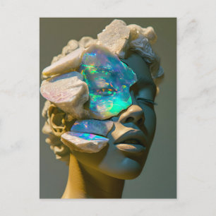 Cartes Pour Fêtes Annuelles Femme au Masque de Cristal Orné de Cristaux d'Opal