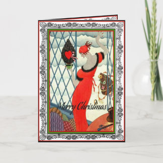 Cartes Pour Fêtes Annuelles Femme en rouge