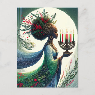 Cartes Pour Fêtes Annuelles Femme magnifique de Kwanzaa avec Kinara