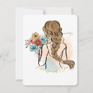 Cartes Pour Fêtes Annuelles femme positive fille se laisser pousser