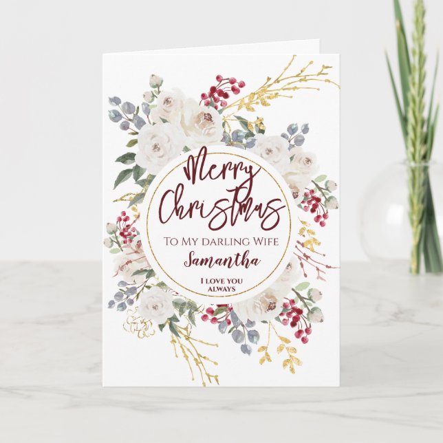 Cartes Pour Fêtes Annuelles Femme Rose de Noël (Devant)