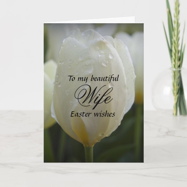 Cartes Pour Fêtes Annuelles Femme / Souhaits de Pâques - Elégante Tulipe Blanc (Devant)