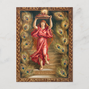 Cartes Pour Fêtes Annuelles Femme tenant une lampe avec une flamme de la lampe