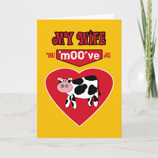 Cartes Pour Fêtes Annuelles Femme Valentine Campagne Humour avec une vache (Devant)