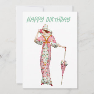 Cartes Pour Fêtes Annuelles Femme vintage 1900 Joyeux Anniversaire
