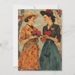 Cartes Pour Fêtes Annuelles Femmes Vintage Saint Valentin
