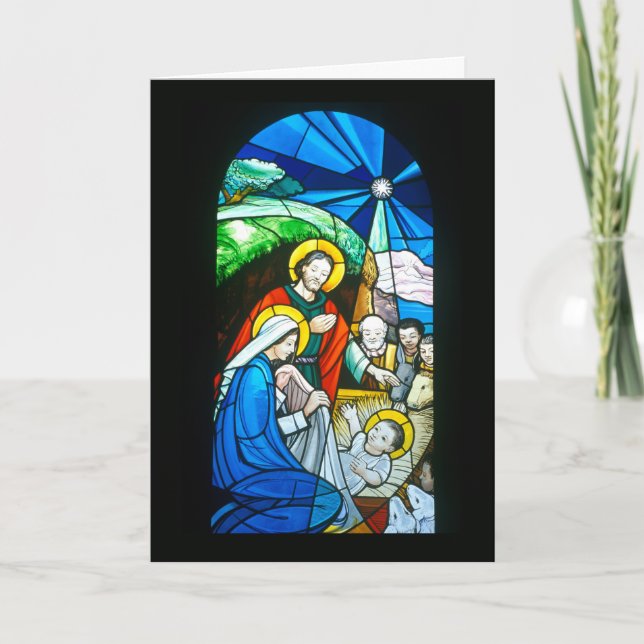 Cartes Pour Fêtes Annuelles Fenêtre de vitrail de l'Église catholique à Nagasa (Devant)