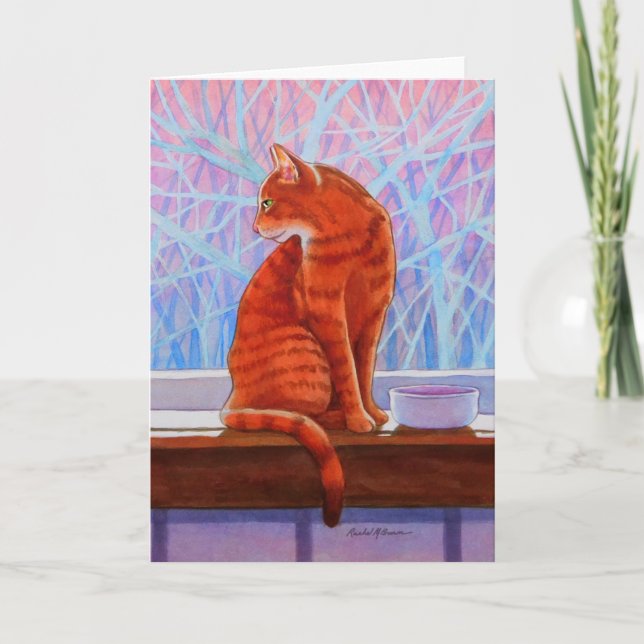 Cartes Pour Fêtes Annuelles Fenêtre d'hiver Tabby Cat (Devant)