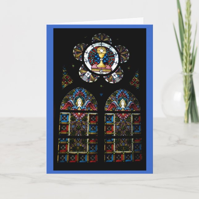 Cartes Pour Fêtes Annuelles Fenêtres en verre teinté bénies de sacrement et (Devant)