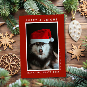 Cartes Pour Fêtes Annuelles Fer et Empreinte de patte brillant Rouge Pet photo