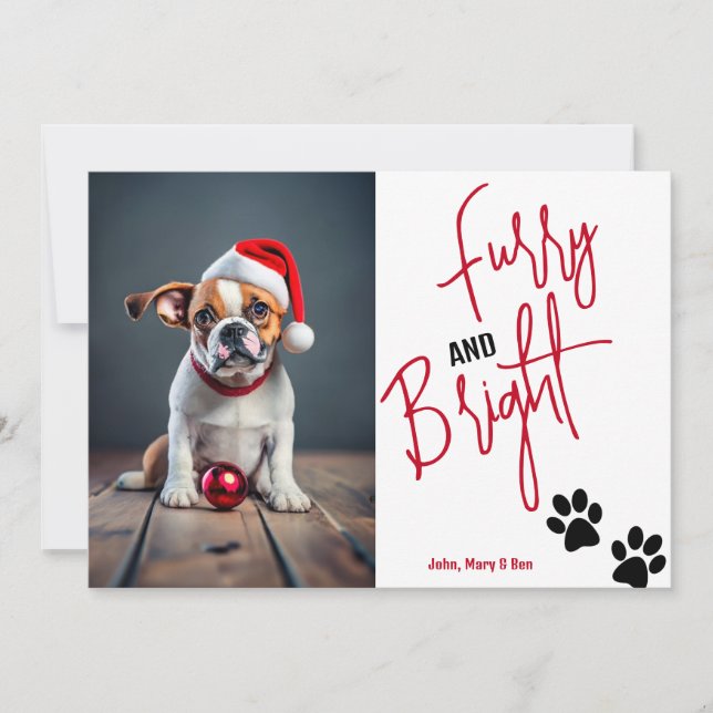 Cartes Pour Fêtes Annuelles Fer et lumière Pet Photo Noël Rouge (Devant)