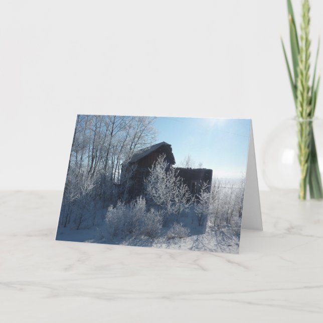 Cartes Pour Fêtes Annuelles Ferme abandonnée jour gelé (Devant)
