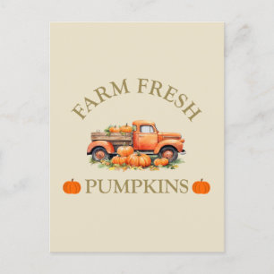 Cartes Pour Fêtes Annuelles Ferme citrouilles d'aquarelle fraîche automne