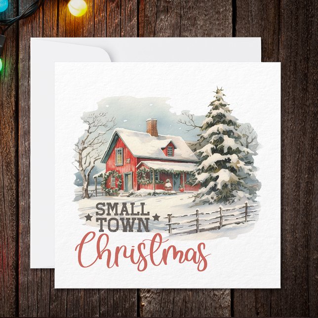 Cartes Pour Fêtes Annuelles Ferme de Noël rustique de petite ville (Créateur téléchargé)