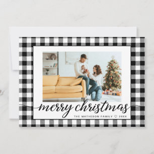 Cartes Pour Fêtes Annuelles Ferme Moderne noir blanc plat Noël photo