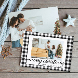 Cartes Pour Fêtes Annuelles Ferme Moderne noir blanc plat Noël photo