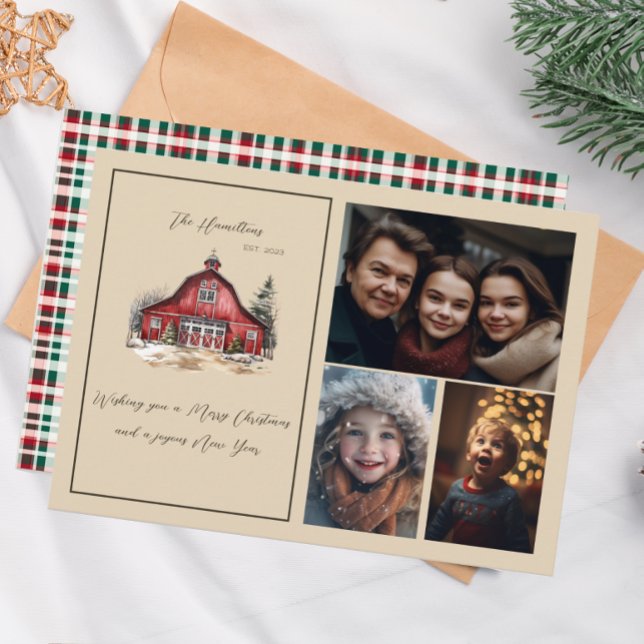 Cartes Pour Fêtes Annuelles Ferme Pays Noël Trois photos (Créateur téléchargé)