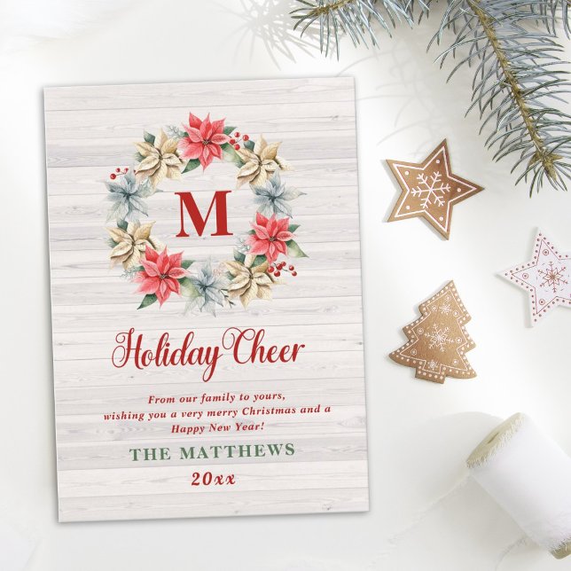 Cartes Pour Fêtes Annuelles Ferme Poinsettia couronne avec la lettre Monogramm (Créateur téléchargé)