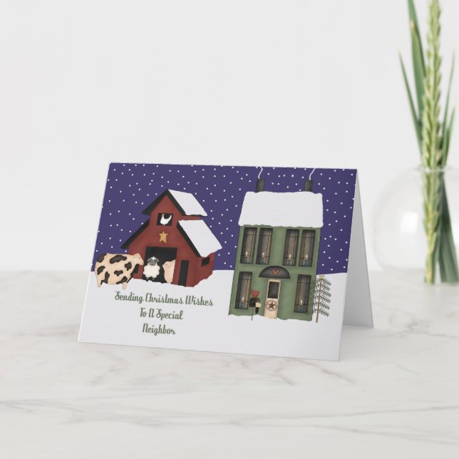Cartes Pour Fêtes Annuelles Ferme Prim Voisine Noël (Devant)