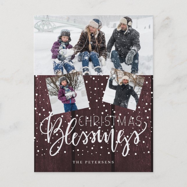 Cartes Pour Fêtes Annuelles Ferme rustique Bénédiction de Noël 3 photos (Devant)