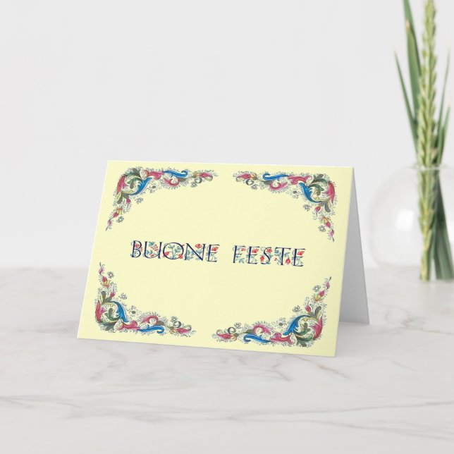Cartes Pour Fêtes Annuelles Feste de Buone - bonnes fêtes en italien (Devant)