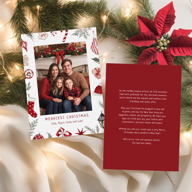 Cartes Pour Fêtes Annuelles Festif aquarelle cadre de Noël Photo (Créateur téléchargé)