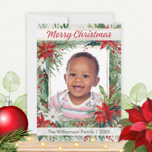 Cartes Pour Fêtes Annuelles Festif Botanique d'hiver Photo Joyeux Noël