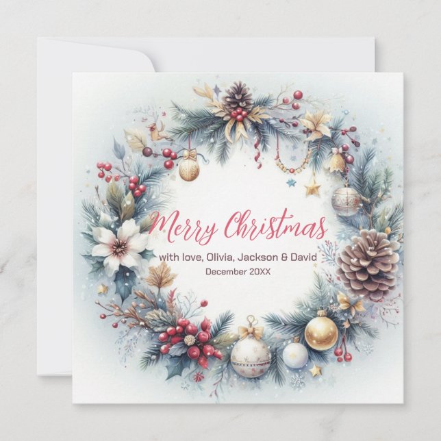 Cartes Pour Fêtes Annuelles Festif cadre d'hiver Noël (Devant)