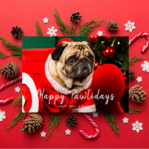 Festif Chien de Noël Photo Happy Pawlidays Green