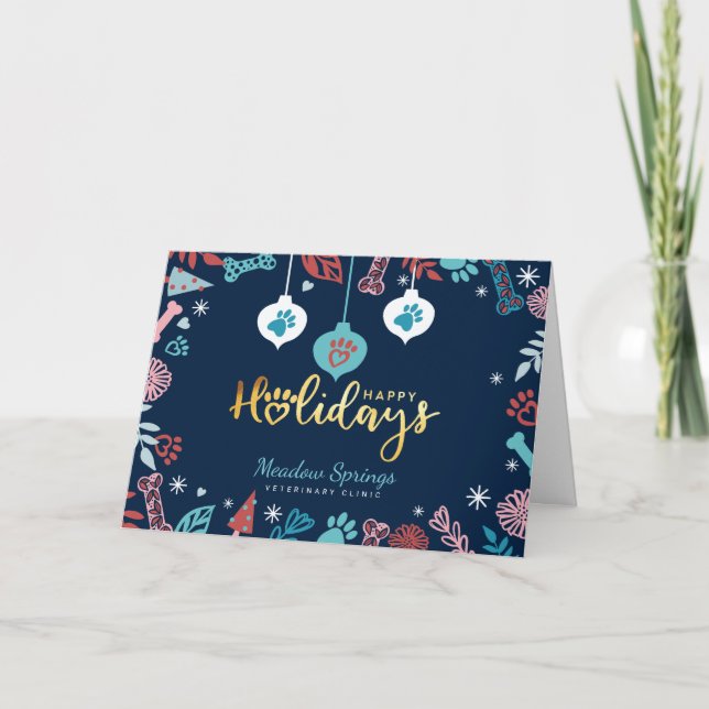 Cartes Pour Fêtes Annuelles Festif Floral & Foliage Animaux Empreintes de patt (Devant)
