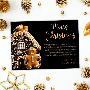 Cartes Pour Fêtes Annuelles Festif Gold Gingerbread Joyeux Noël