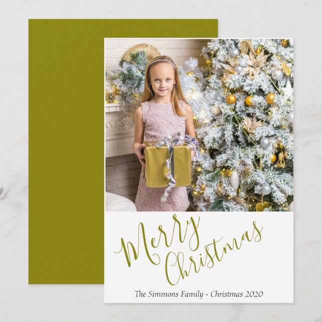 Cartes Pour Fêtes Annuelles Festif Golden Joyeux Noël Photo (Devant / Derrière)