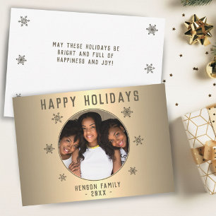 Cartes Pour Fêtes Annuelles Festif Golden Metallic Snowflake Photo Noël