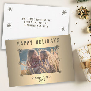 Cartes Pour Fêtes Annuelles Festif Golden Metallic Snowflake Photo Noël