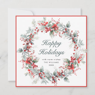 Cartes Pour Fêtes Annuelles Festif Holly Berry Noël Wreath Boho