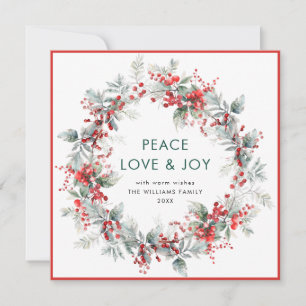 Cartes Pour Fêtes Annuelles Festif Holly Berry Wreath de Noël moderne