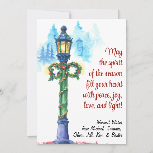 Cartes Pour Fêtes Annuelles Festif Lampe aquarelle de Noël Post simple (Devant)