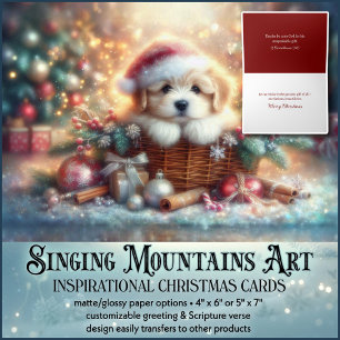 Cartes Pour Fêtes Annuelles Festif Noël Chiot Bible Chrétienne Verse
