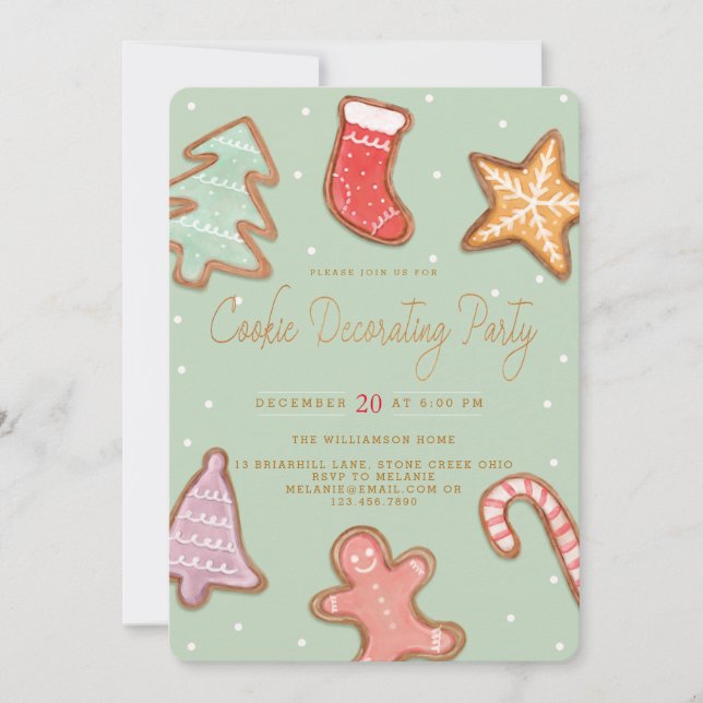 Cartes Pour Fêtes Annuelles Festif Noël Cookie Décoration Party (Devant)