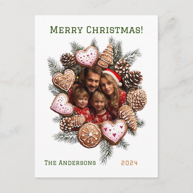 Cartes Pour Fêtes Annuelles Festif pain d'épices Photo Noël personnalisé (Devant)