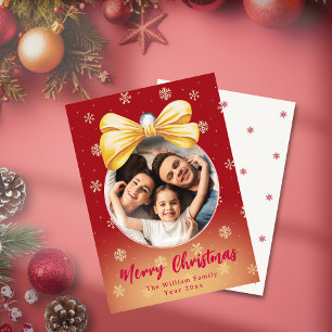 Cartes Pour Fêtes Annuelles Festif Photo Ornement Noël Nom de famille