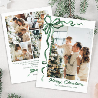 Cartes Pour Fêtes Annuelles Festif Sage vert Noël Bow Ribbon 5 Photo