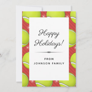 Cartes Pour Fêtes Annuelles Festif Tennis Motif Balls & Snowflakes Xmas Fun