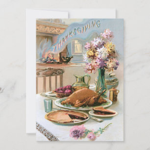 Cartes Pour Fêtes Annuelles Festif Vintage Thanksgiving diner
