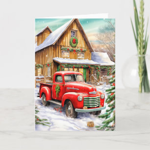 Cartes Pour Fêtes Annuelles Festif Vintage Winter Farmhouse Joyeux Noël