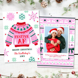 Cartes Pour Fêtes Annuelles Festin Doux moche et flocons de neige Couple photo