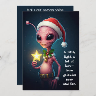 Cartes Pour Fêtes Annuelles Festive Alien with Glowing Star – Cosmic Christmas