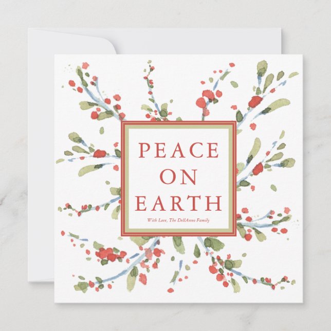 Cartes Pour Fêtes Annuelles Festive Aquarelle Baies rouges Végétation hivernal (Devant)