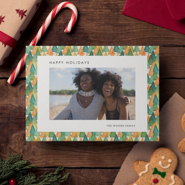 Cartes Pour Fêtes Annuelles Festive Arbres de Noël Motif Photo Happy (Créateur téléchargé)